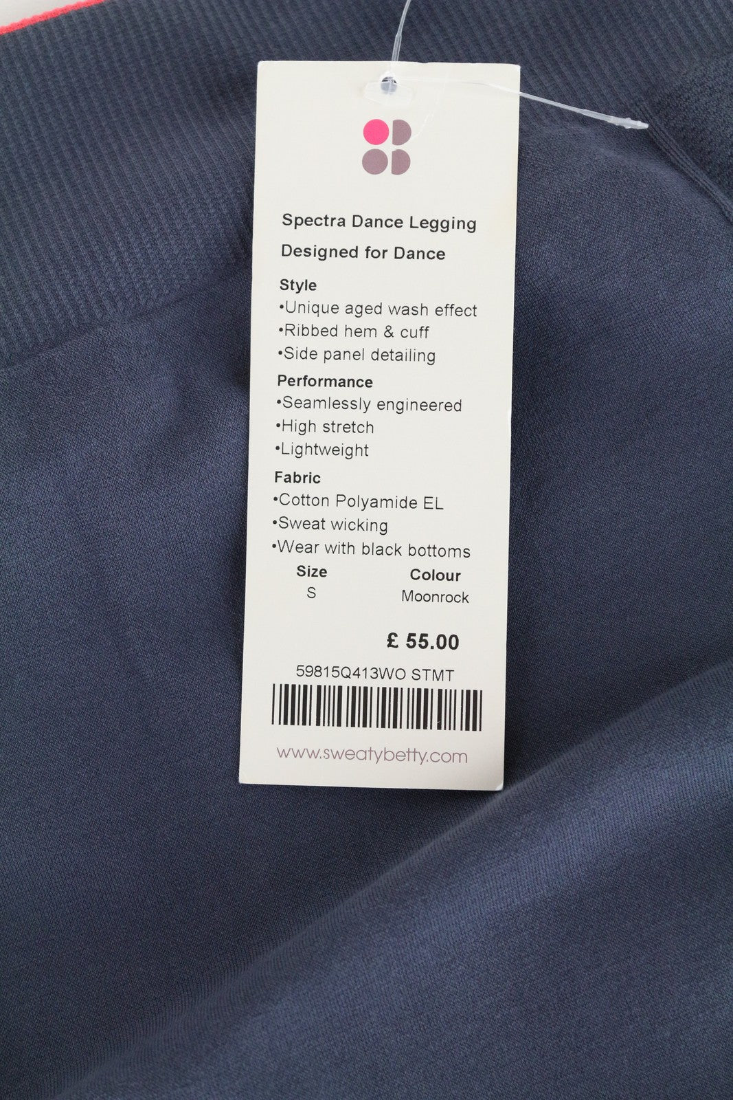 SWEATY BETTY Spectra Leggings S Grey Cotton Blend Women's Dance Activewear