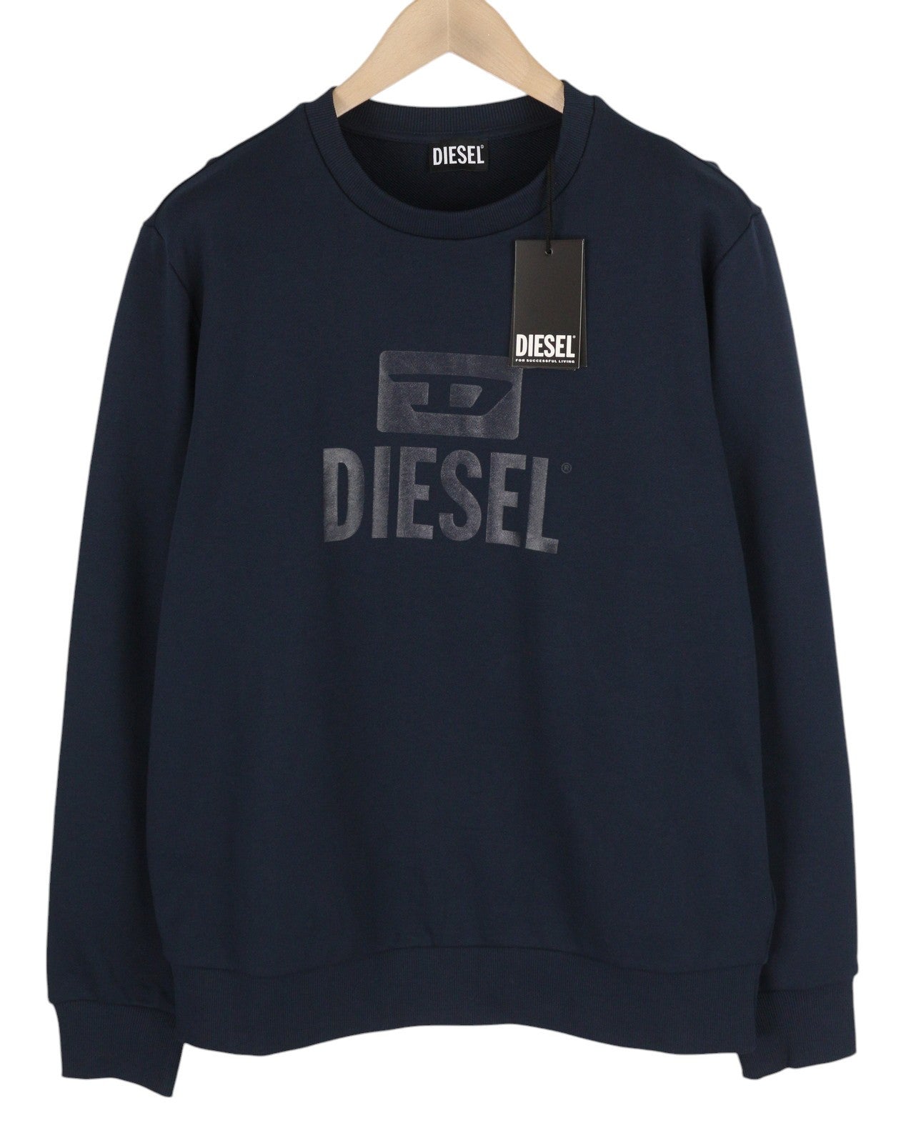 DIESEL S-Gir-Crewneck Tone On Tone Men Sweatshirt L Blue Pullover RRP110