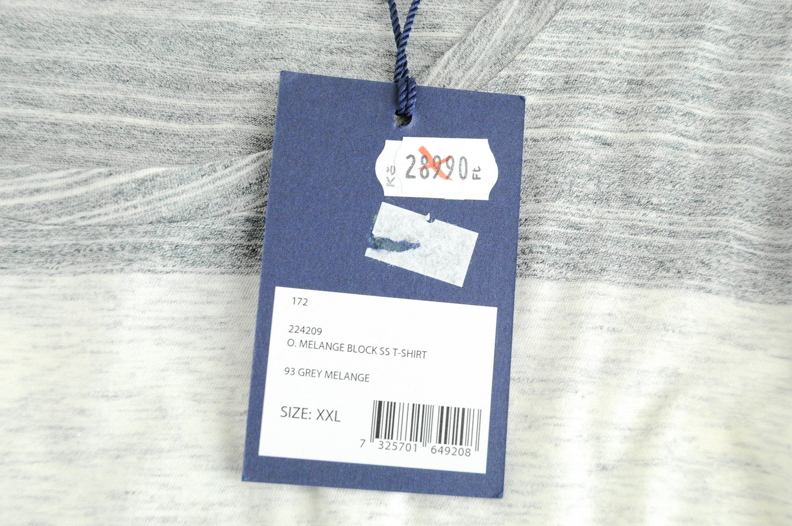 GANT Men T-Shirt 2XL Striped Cotton Summer Grey Melange Short Sleeve