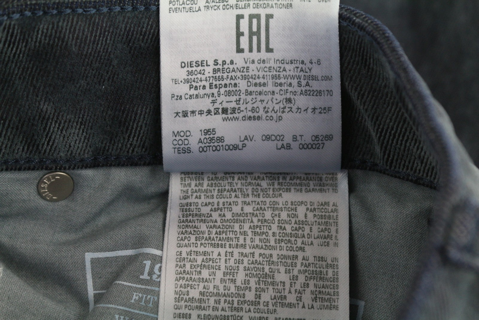 DIESEL 1955 09D02 Men Jeans W30/L32 Regular Fit Straight Leg High Waist RRP€250