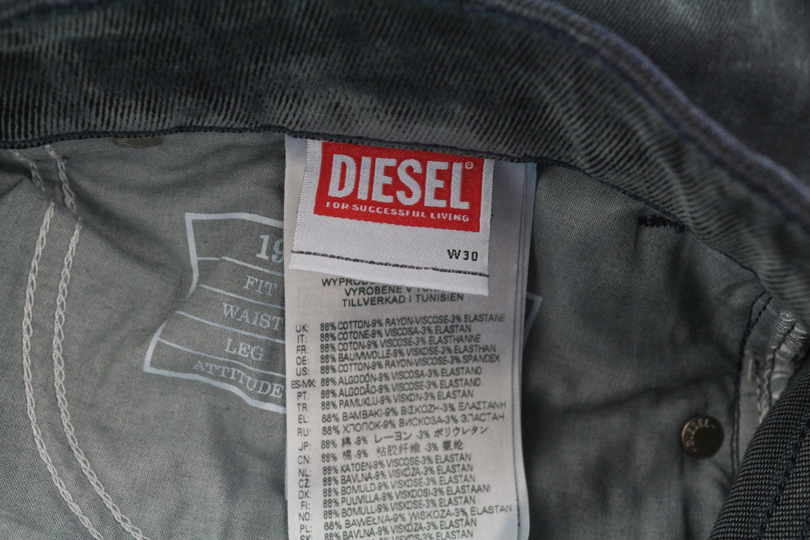 DIESEL 1955 09D02 Men Jeans W30/L32 Regular Fit Straight Leg High Waist RRP€250