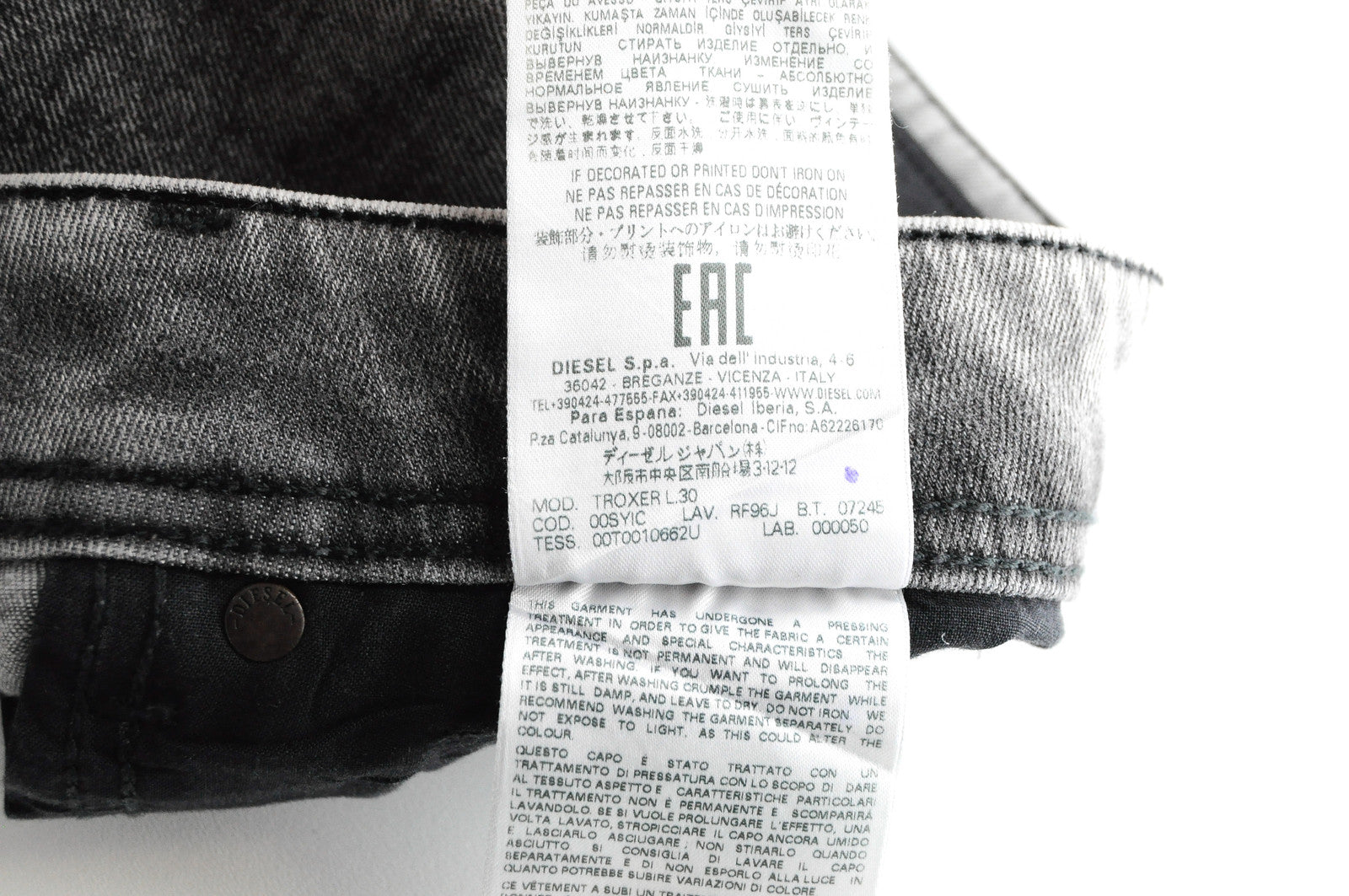 Men's DIESEL Jeans Troxer RF96L W28/L30 Slim Skinny Grey Stretch