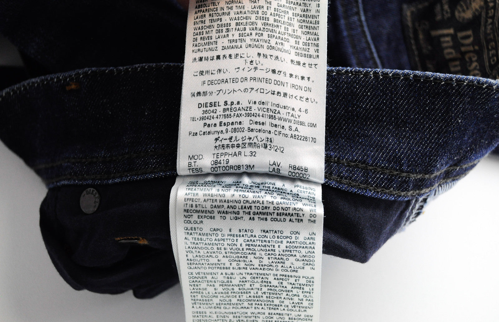 DIESEL Tepphar R845B Men's Jeans W29/L32 Blue Slim Carrot Stretch