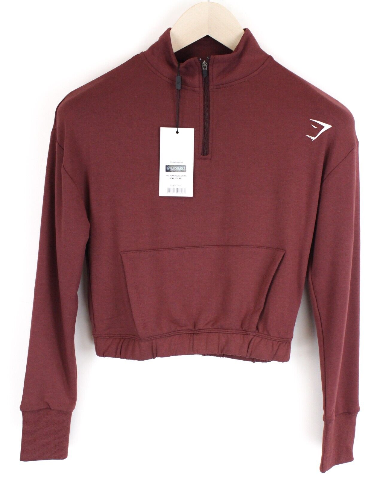 GYM SHARK Women Pippa Sweatshirt XS Cherry Brown Long Sleeve Stretch Sports Crop