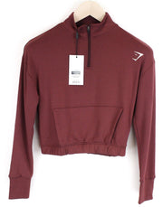 GYM SHARK Women Pippa Sweatshirt XS Cherry Brown Long Sleeve Stretch Sports Crop