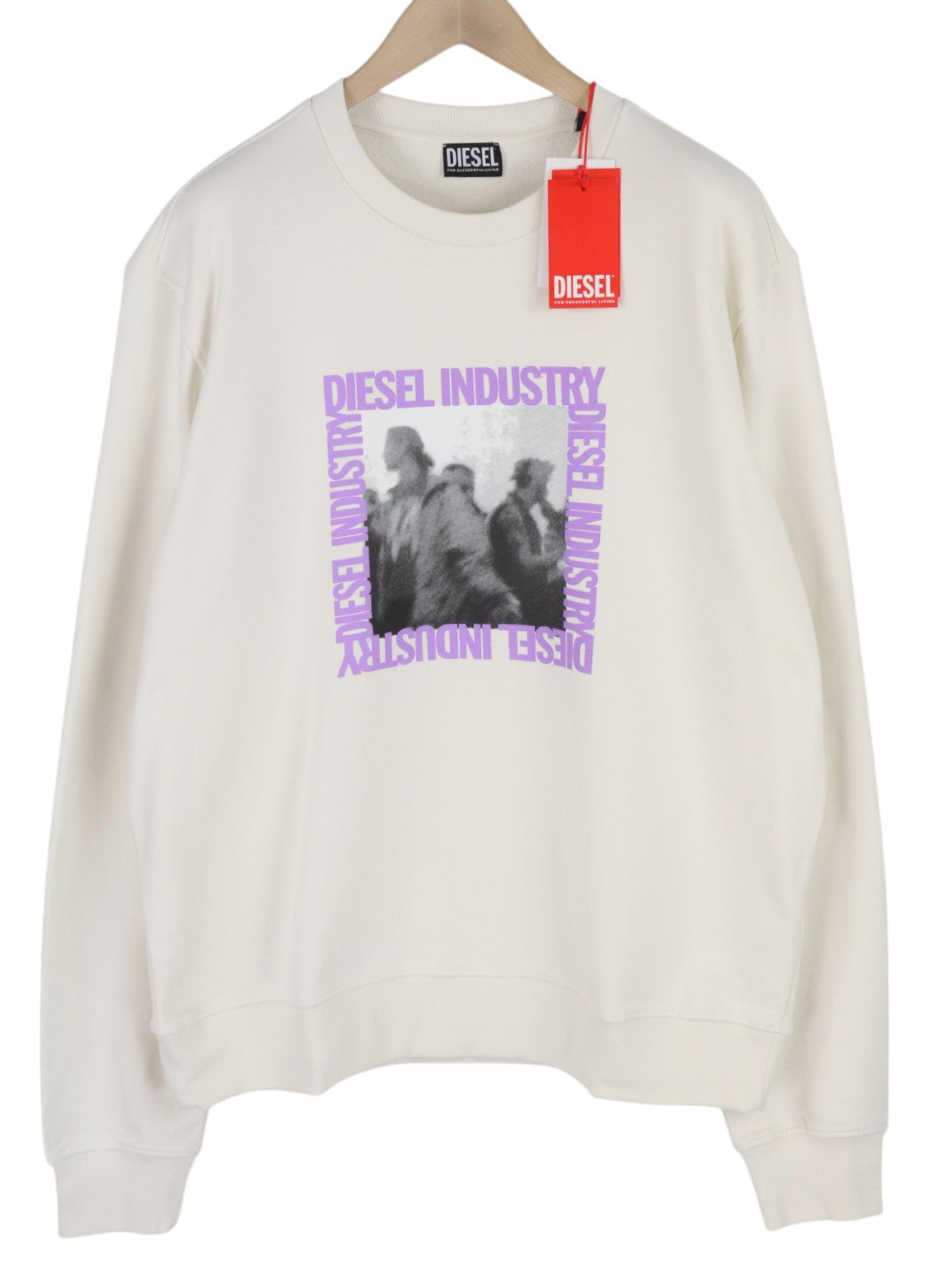 DIESEL S-Ginn-HS3 Men Sweatshirt 2XL White Pullover Crew Neck RRP€125 Light