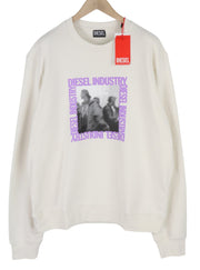 DIESEL S-Ginn-HS3 Men Sweatshirt 2XL White Pullover Crew Neck RRP€125 Light