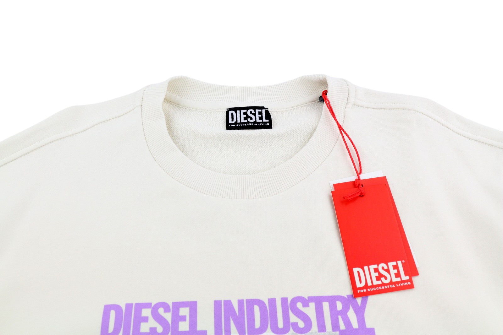DIESEL S-Ginn-HS3 Men Sweatshirt 2XL White Pullover Crew Neck RRP€125 Light