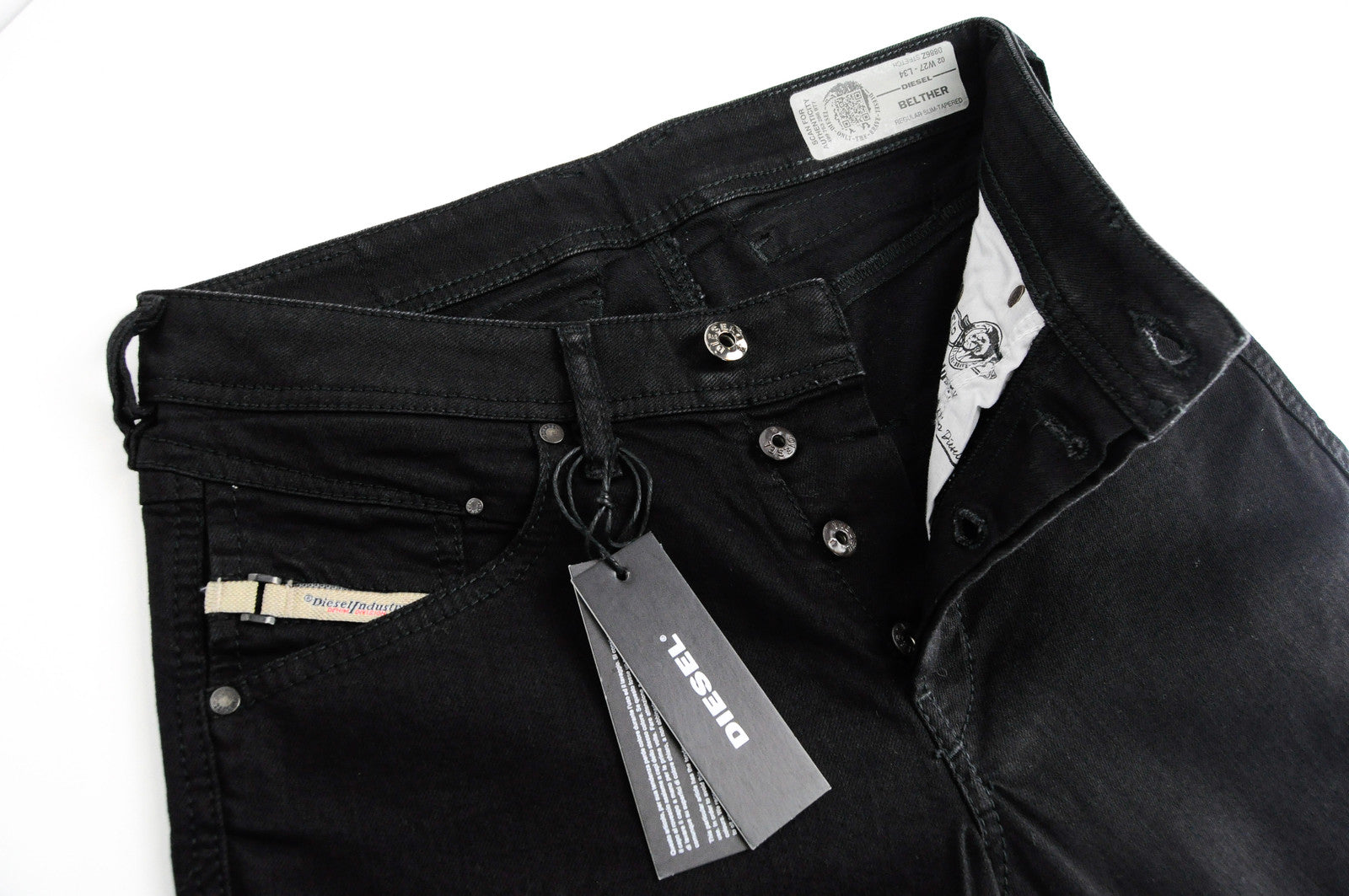 Men's DIESEL Belther 0886Z Jeans W27/L34 Slim Black Denim Stretch