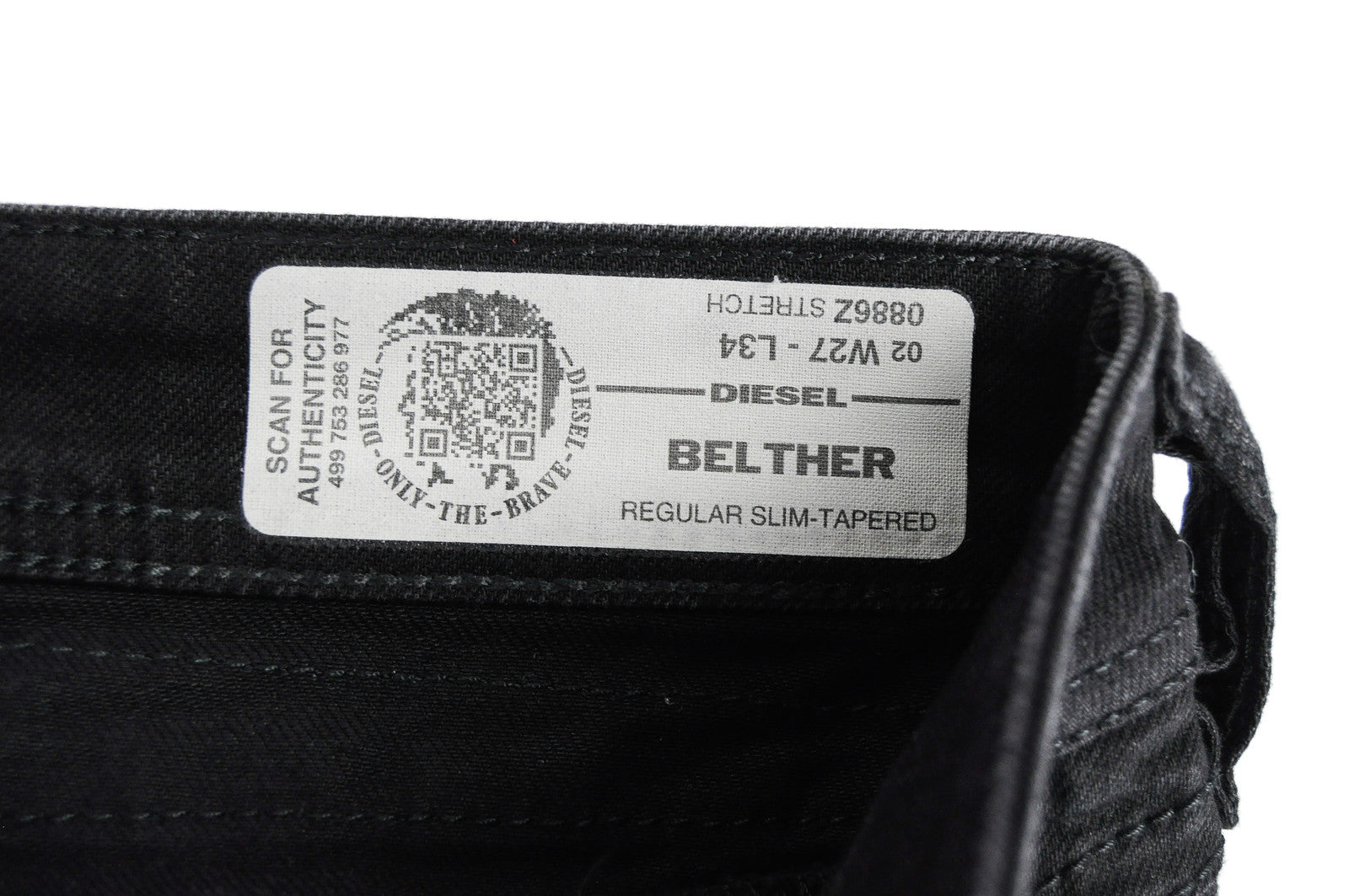 Men's DIESEL Belther 0886Z Jeans W27/L34 Slim Black Denim Stretch