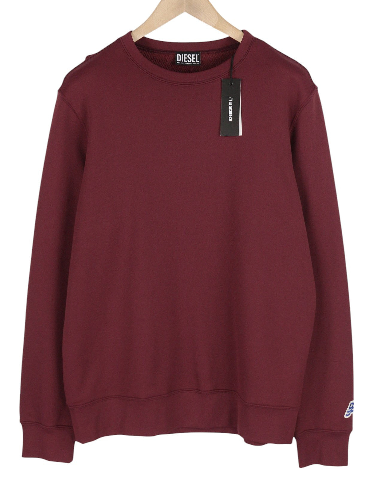 DIESEL S-Girk-B7 Men Sweatshirt L Burgundy Crew Collar Pullover RRP€140