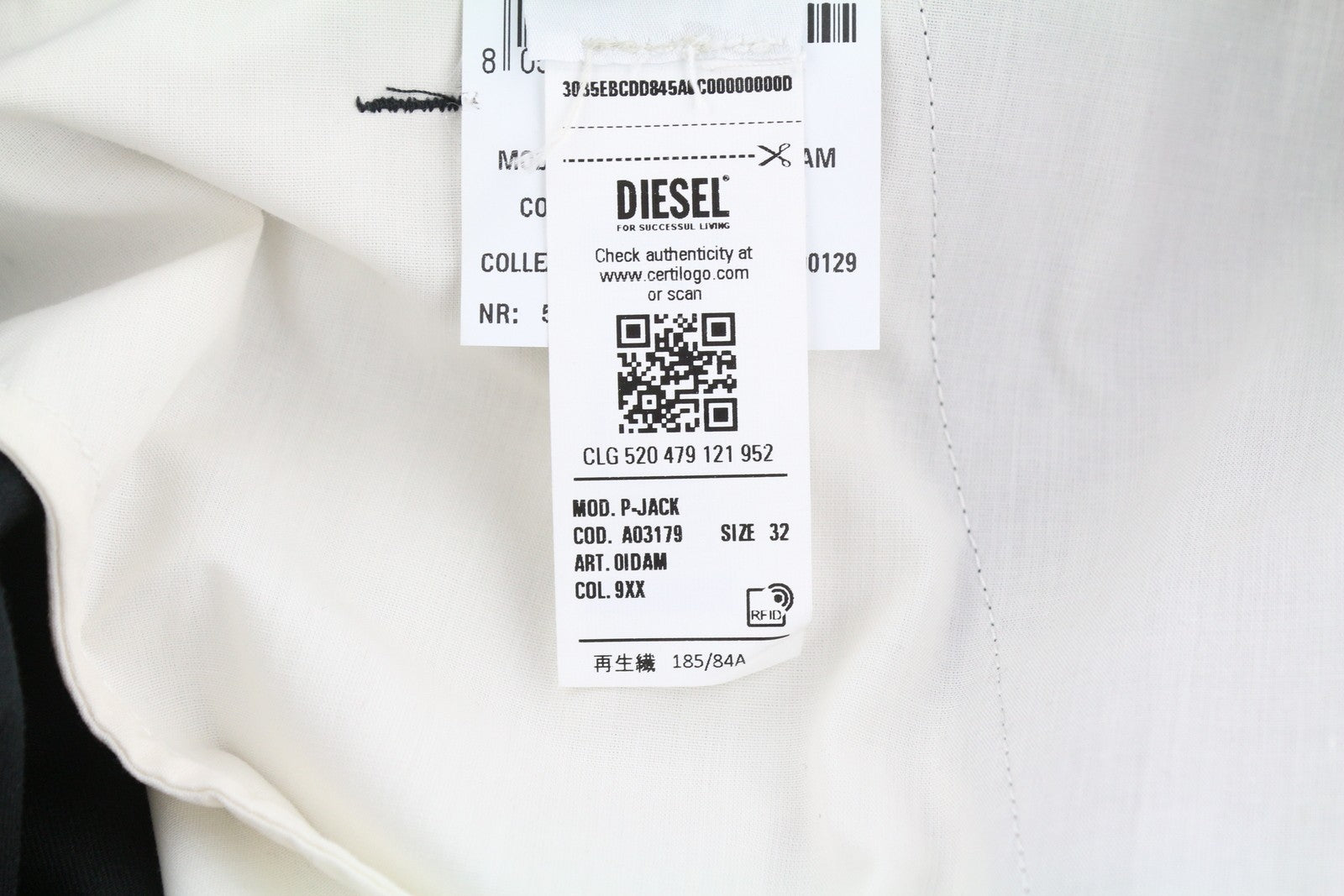 DIESEL P-Jack 0IDAM Men Trousers W32 Chino Slim Fit Zip RRP€150 Pockets Black