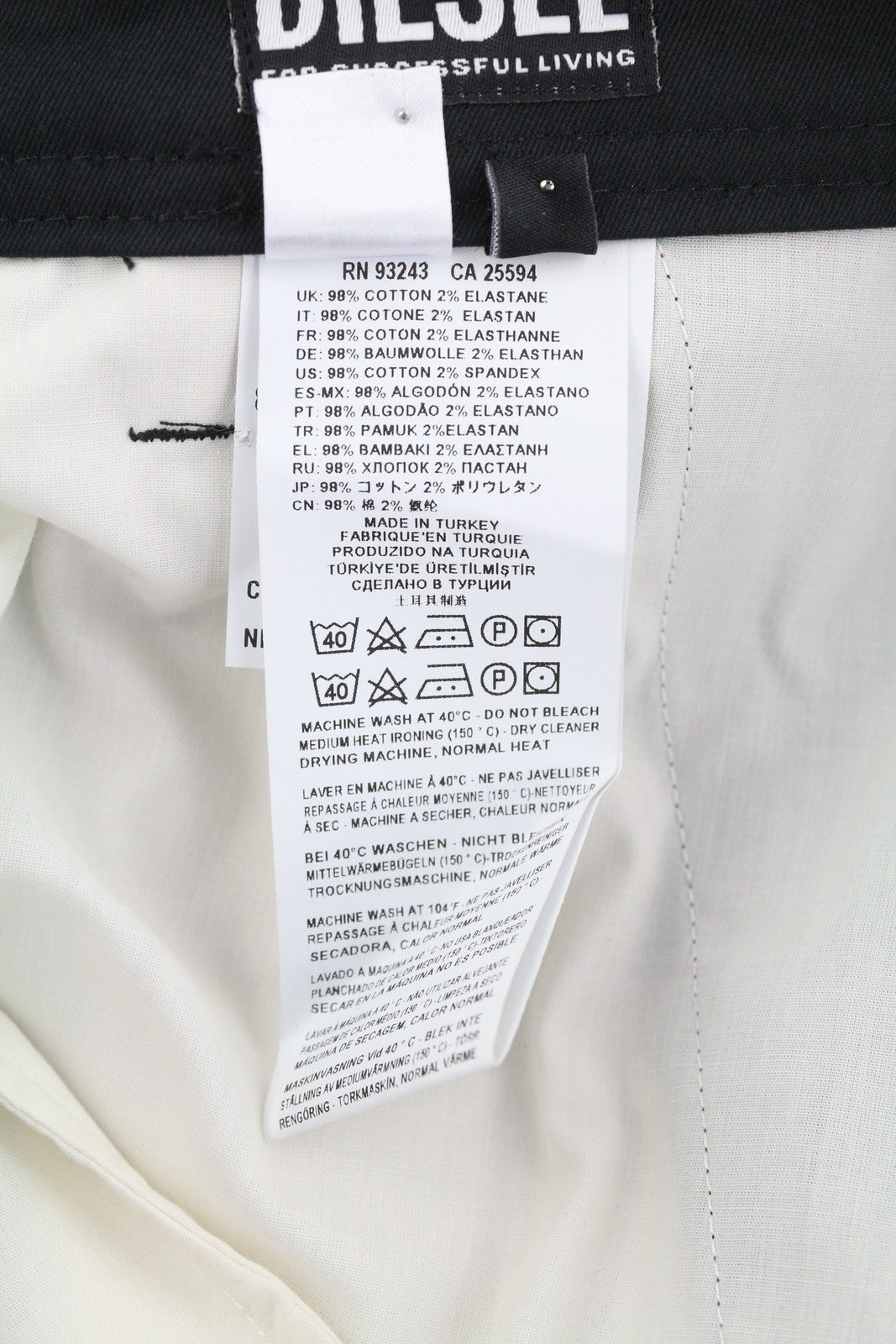 DIESEL P-Jack 0IDAM Men Trousers W32 Chino Slim Fit Zip RRP€150 Pockets Black