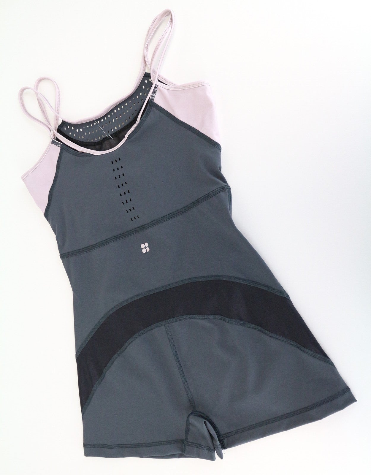 SWEATY BETTY Passe Dance Bodysuit XS/S Grey Purple Stretch Jumpsuit Women's