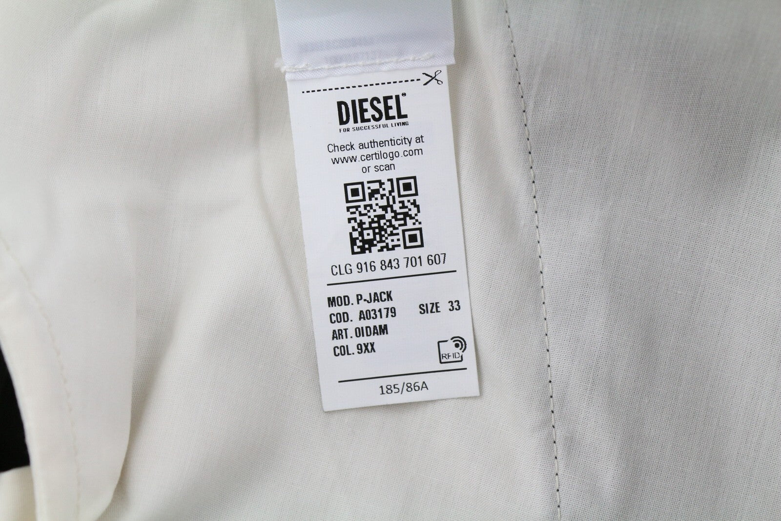 DIESEL P-Jack 0IDAM Men Trousers W33 Chino Slim Fit Zip RRP€150 Pockets Black