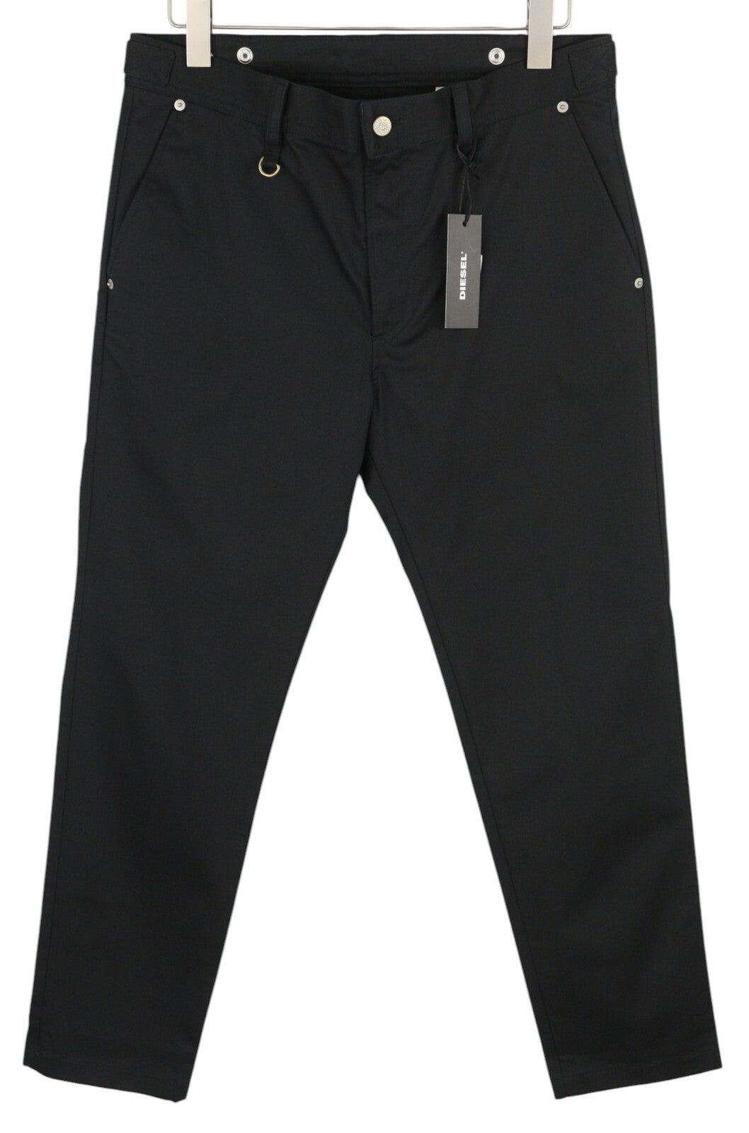 DIESEL P-Jack 0IDAM Men Trousers W33 Chino Slim Fit Zip RRP€150 Pockets Black