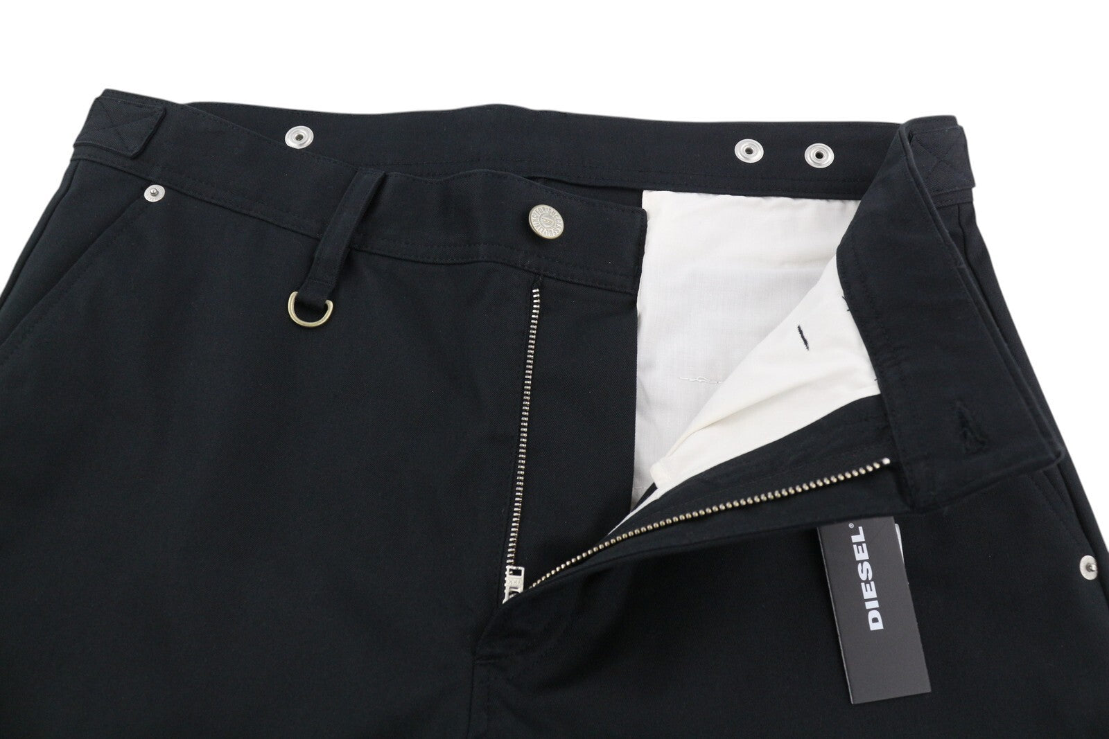 DIESEL P-Jack 0IDAM Men Trousers W33 Chino Slim Fit Zip RRP€150 Pockets Black