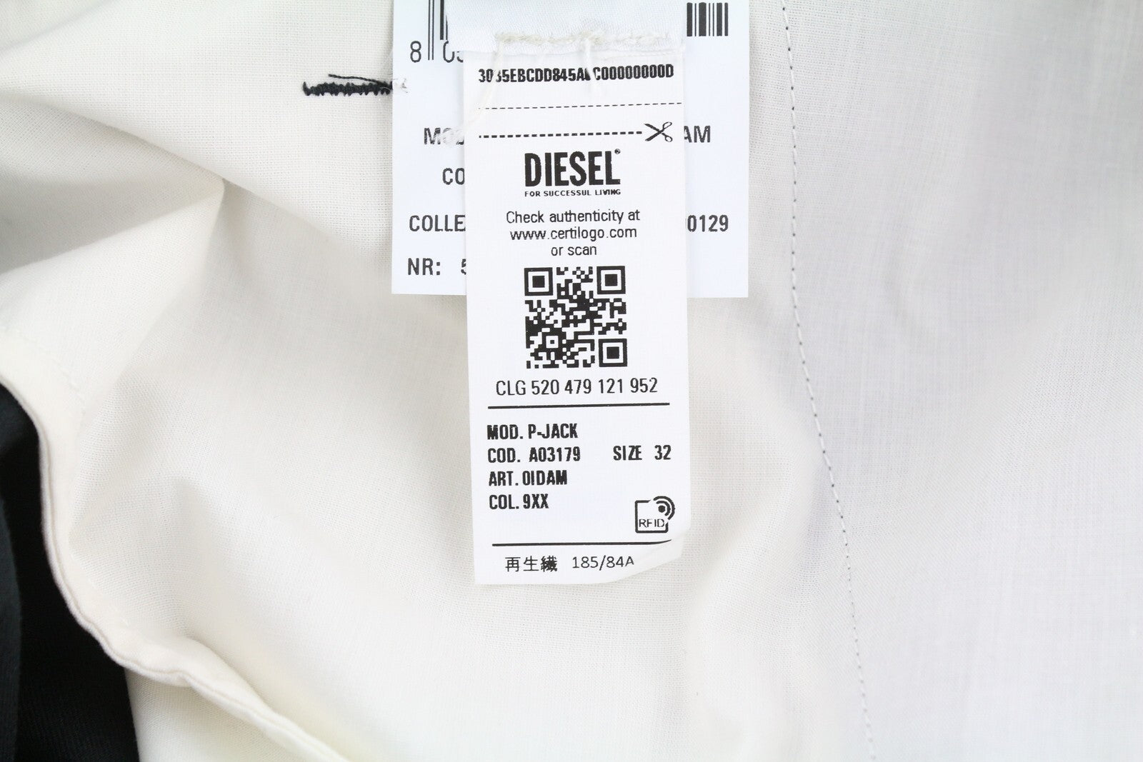 DIESEL P-Jack 0IDAM Men Trousers W33 Chino Slim Fit Zip RRP€150 Pockets Black