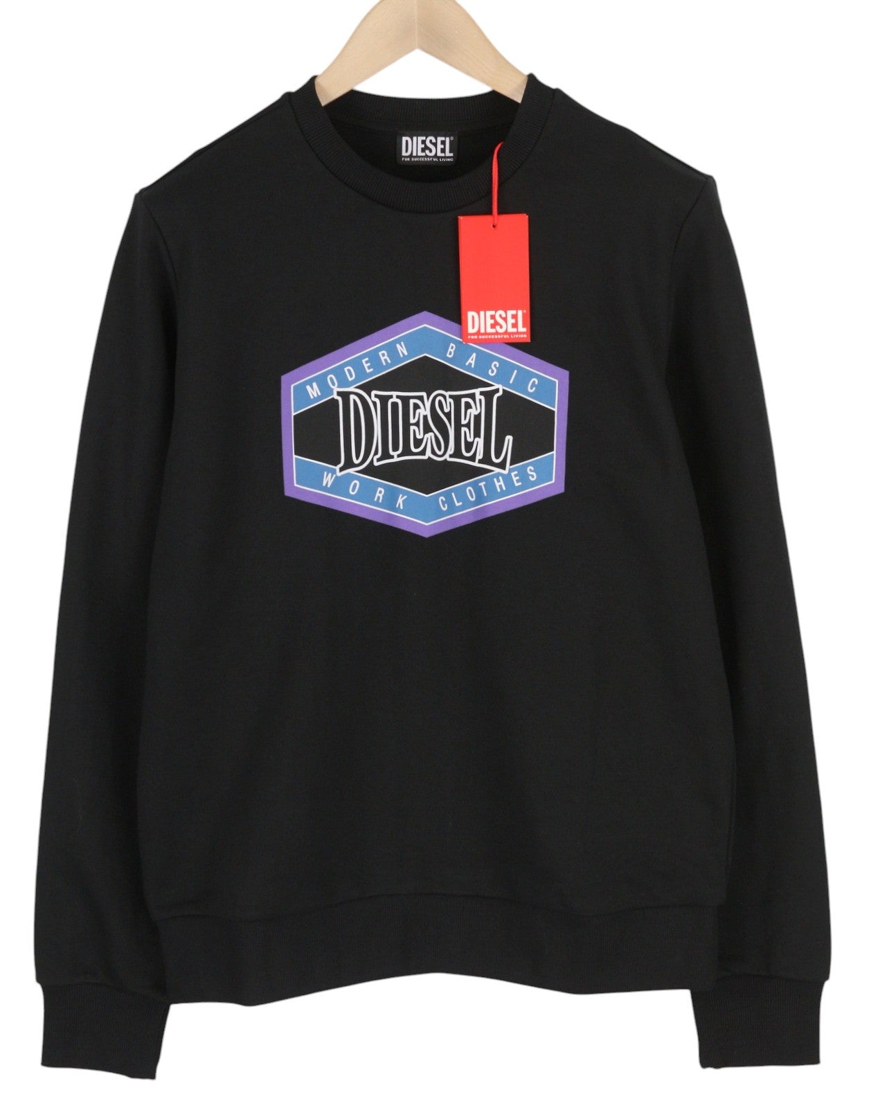 DIESEL S-Ginn-K27 Men Sweatshirt M Black Pullover Crew Neck Long Sleeve RRP€110