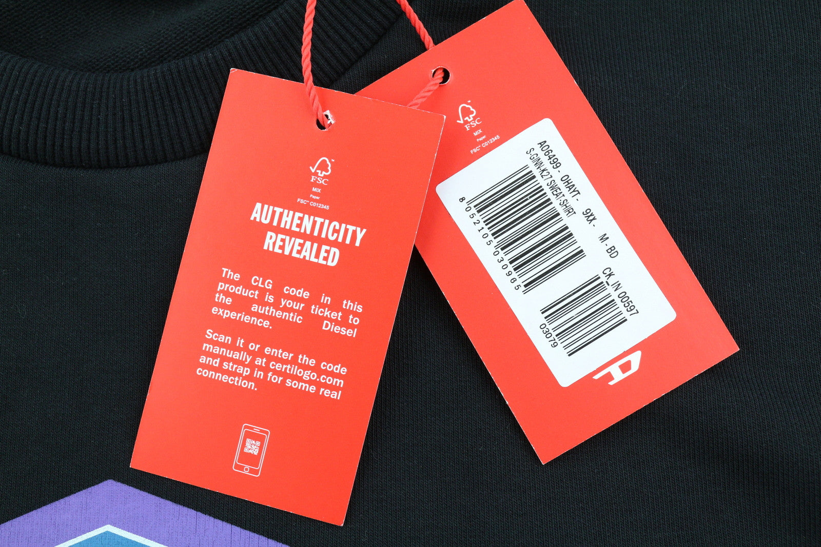 DIESEL S-Ginn-K27 Men Sweatshirt M Black Pullover Crew Neck Long Sleeve RRP€110