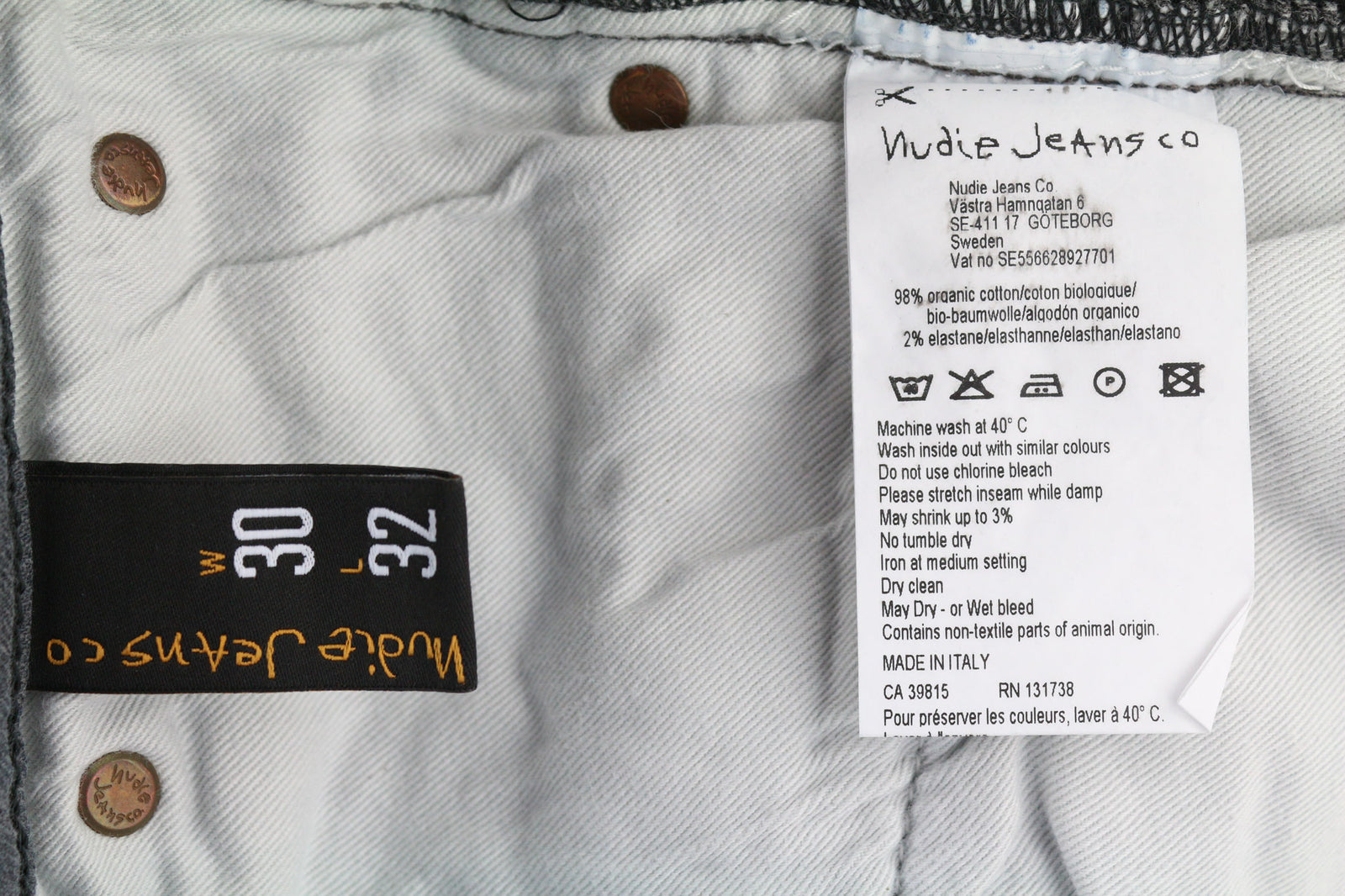 NUDIE JEANS Thin Finn Men Jeans W30/L32 Slim Mid-Rise Grey Cotton Elastane