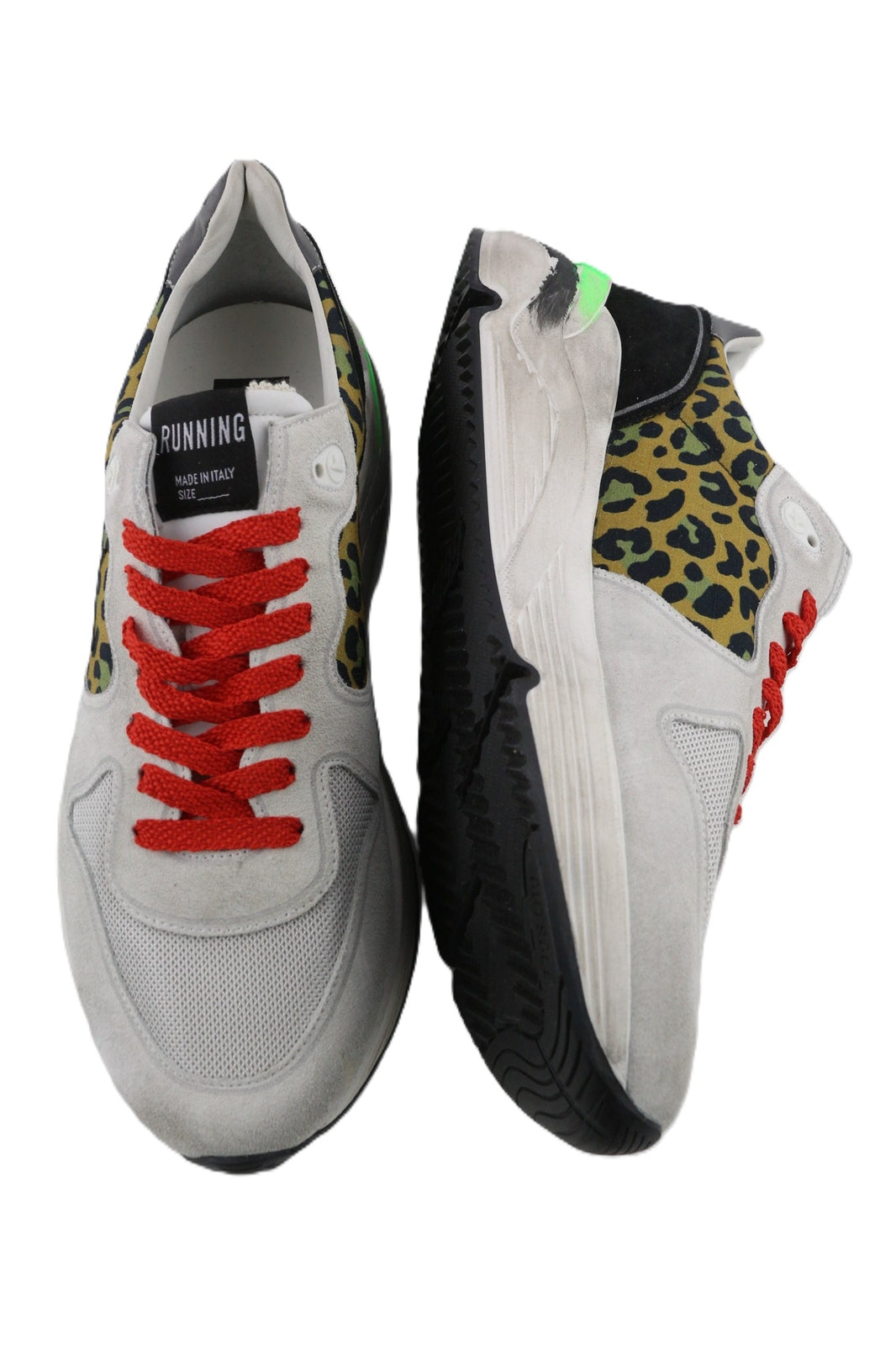 GOLDEN GOOSE Running Men Trainers EU43 White Leather Animal Print Laced Sneakers