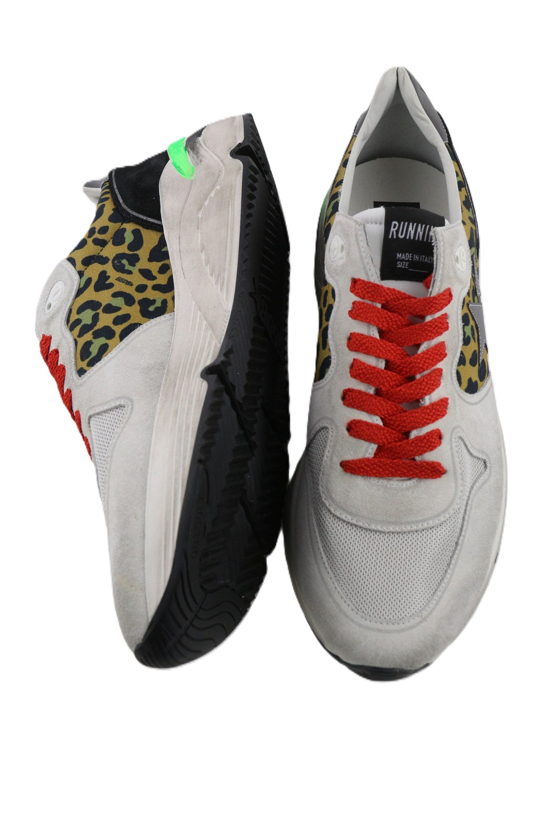 GOLDEN GOOSE Running Men Trainers EU43 White Leather Animal Print Laced Sneakers
