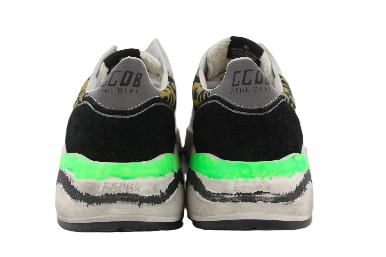 GOLDEN GOOSE Running Men Trainers EU43 White Leather Animal Print Laced Sneakers