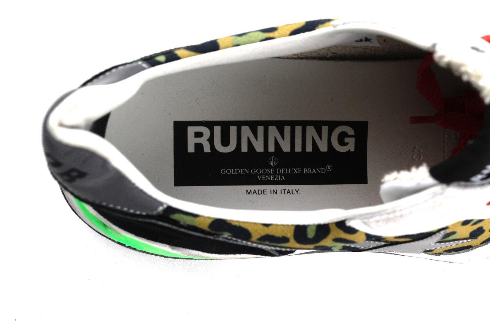 GOLDEN GOOSE Running Men Trainers EU43 White Leather Animal Print Laced Sneakers