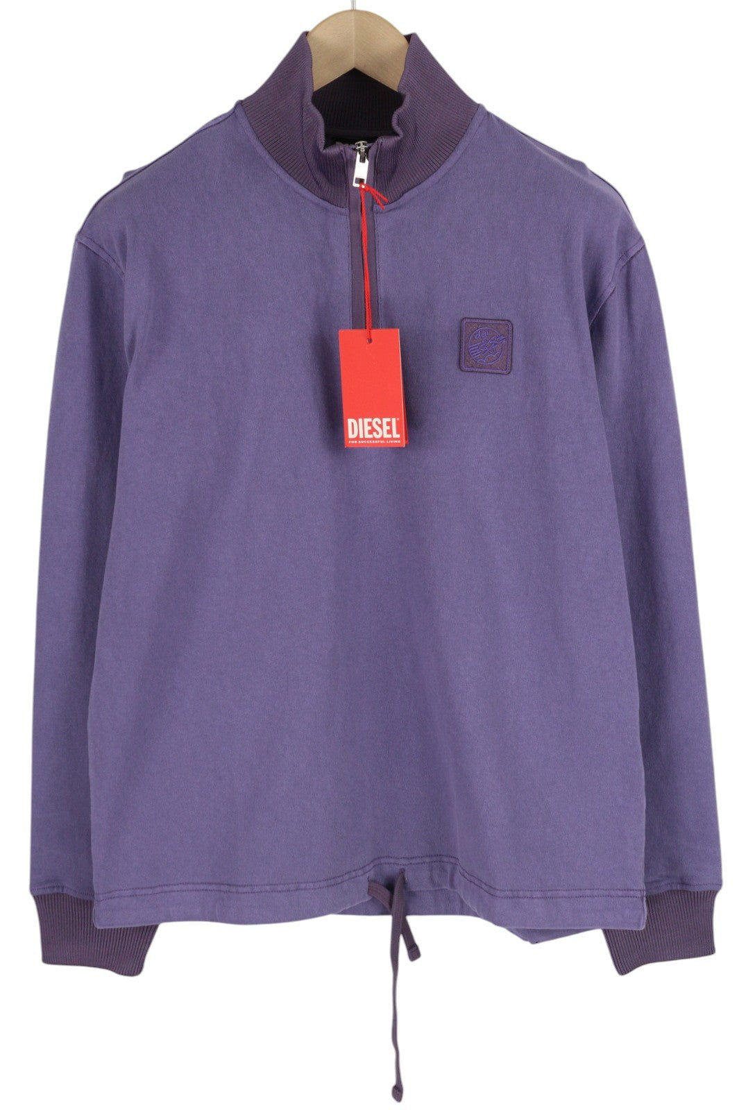 DIESEL S-Aragon Men Sweatshirt M Purple Pullover Half Zip Drawstring RRP€175