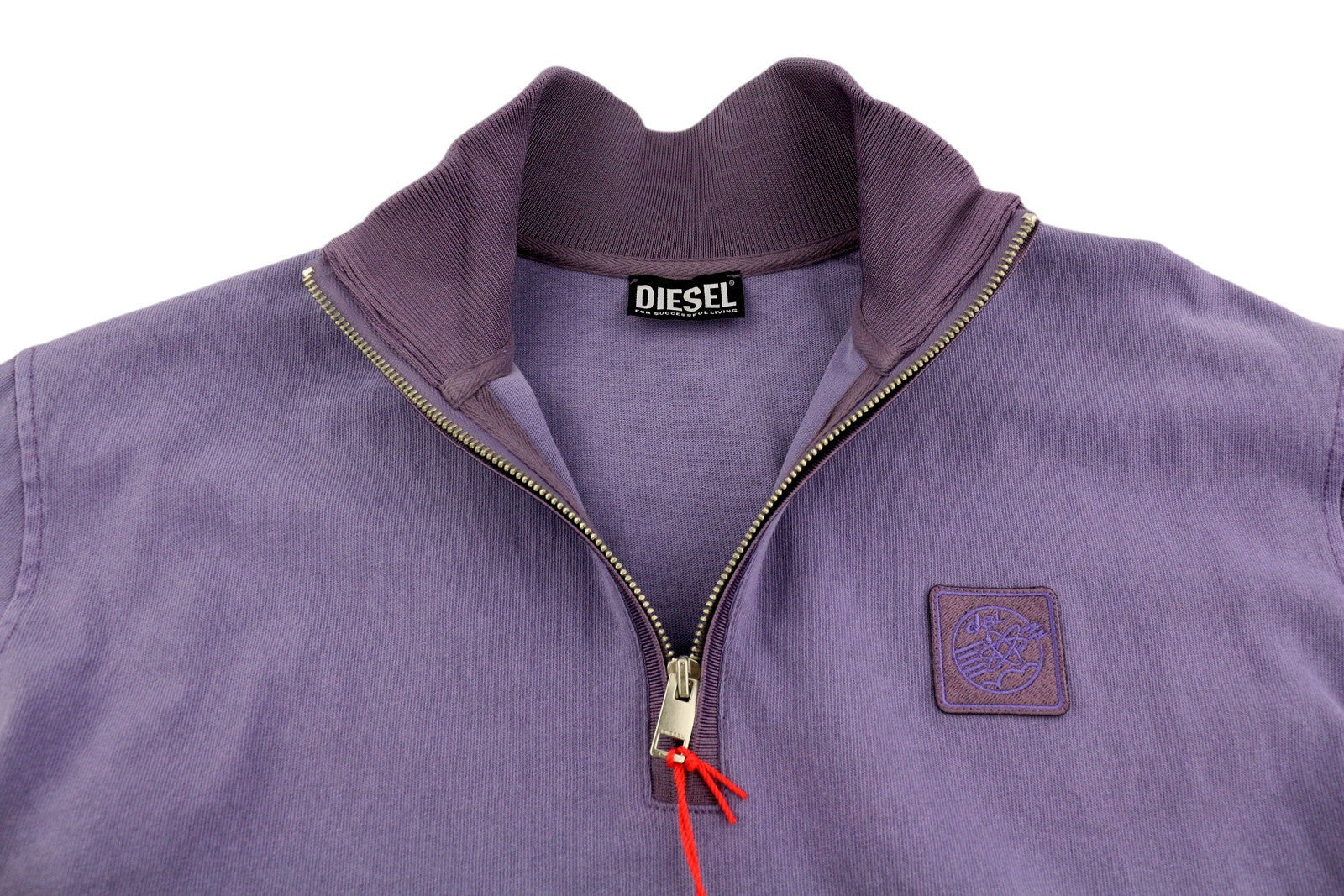 DIESEL S-Aragon Men Sweatshirt M Purple Pullover Half Zip Drawstring RRP€175