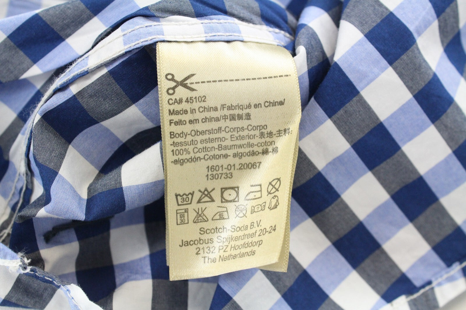 SCOTCH & SODA Men Shirt S Blue Checked Pure Cotton Long Sleeve