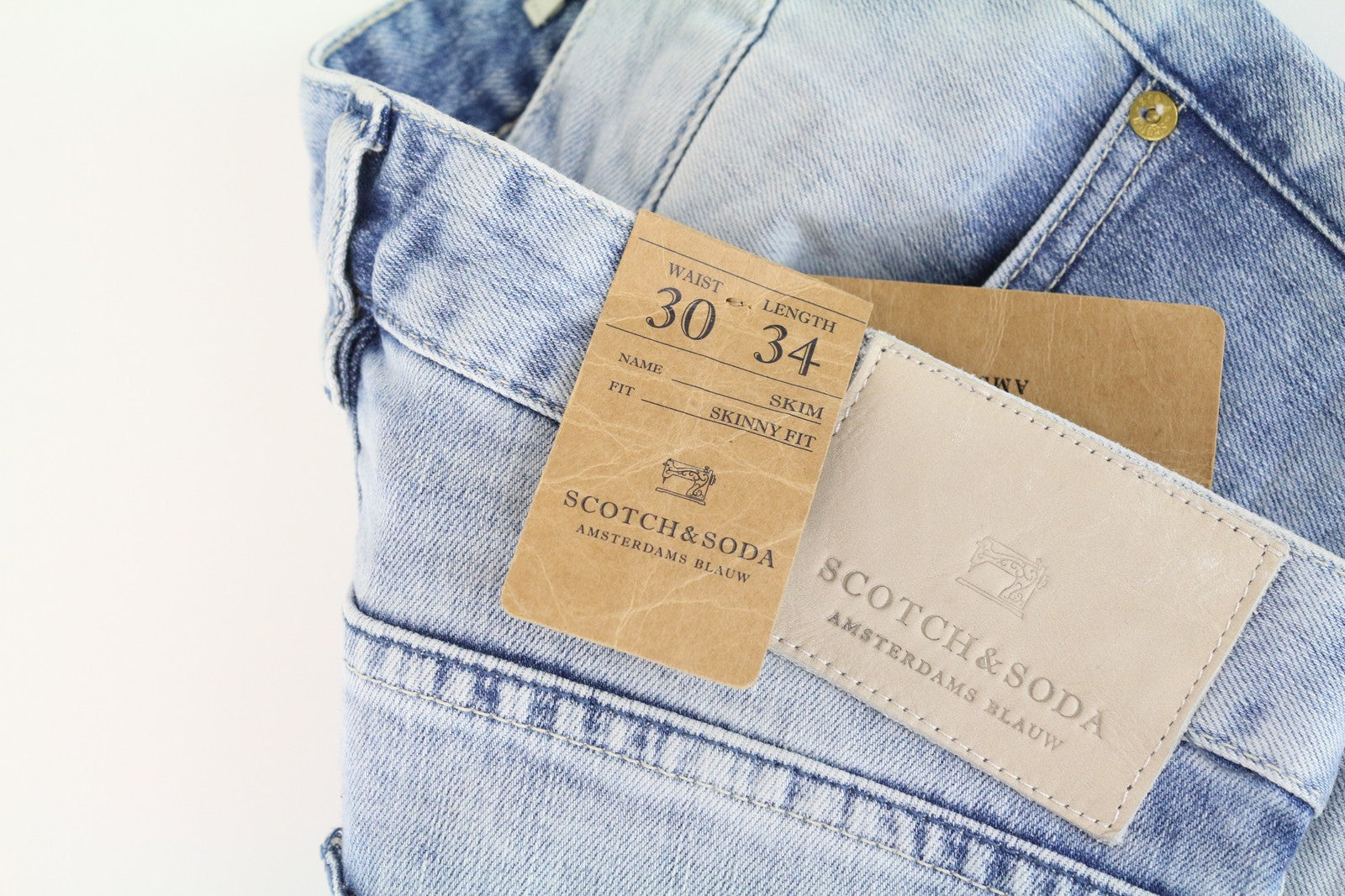 SCOTCH & SODA Skim Jeans W30 L34 Skinny Fit Blue Cotton Stretch Denim Men's