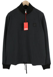 DIESEL S-Aragon Men Sweatshirt XL Black Pullover Half Zip Drawstring RRP€175