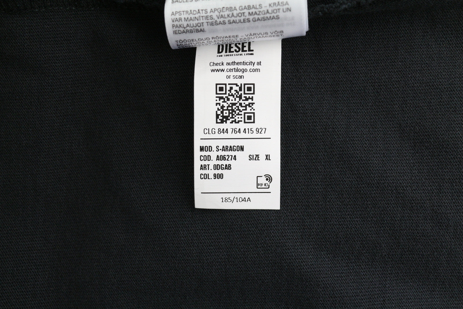 DIESEL S-Aragon Men Sweatshirt XL Black Pullover Half Zip Drawstring RRP€175