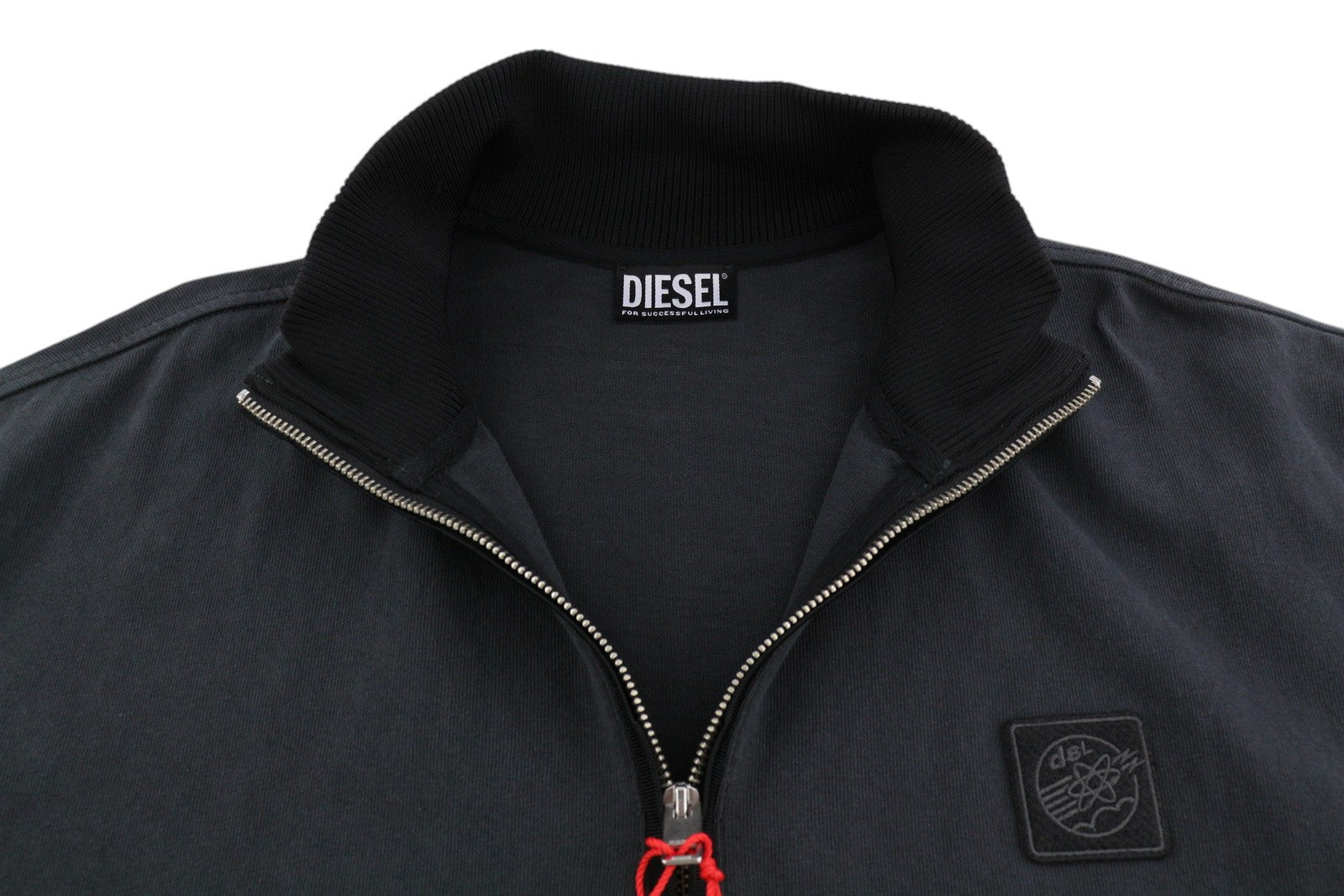 DIESEL S-Aragon Men Sweatshirt XL Black Pullover Half Zip Drawstring RRP€175