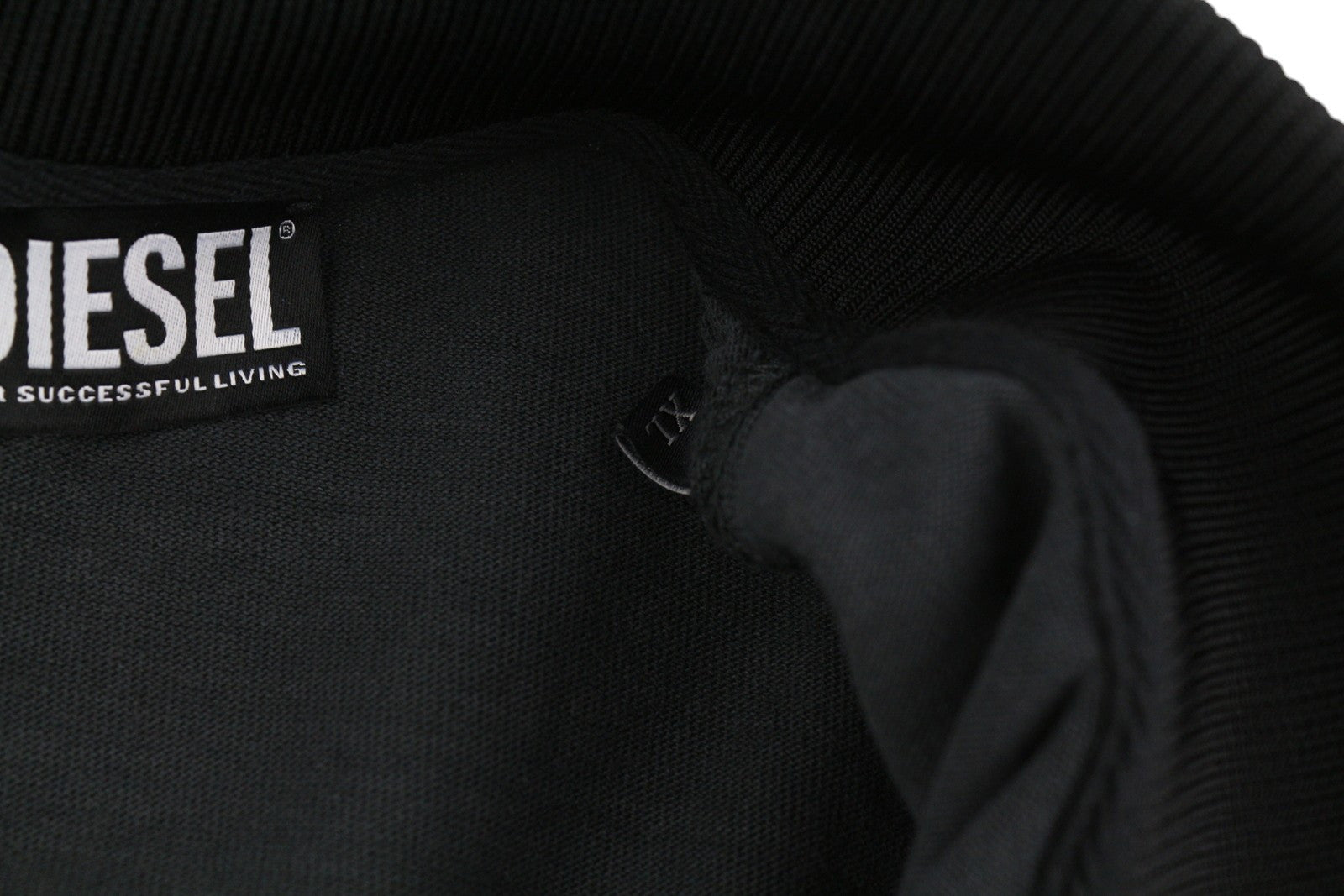 DIESEL S-Aragon Men Sweatshirt XL Black Pullover Half Zip Drawstring RRP€175