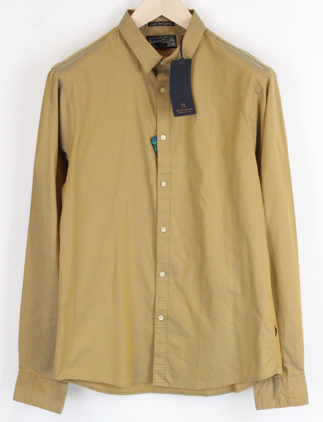 SCOTCH & SODA Men Shirt M Brown Long Sleeve Button-Up Spread Collar