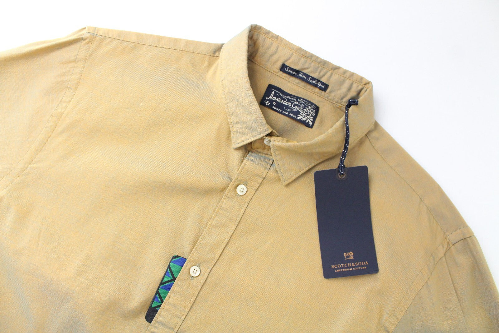 SCOTCH & SODA Men Shirt M Brown Long Sleeve Button-Up Spread Collar