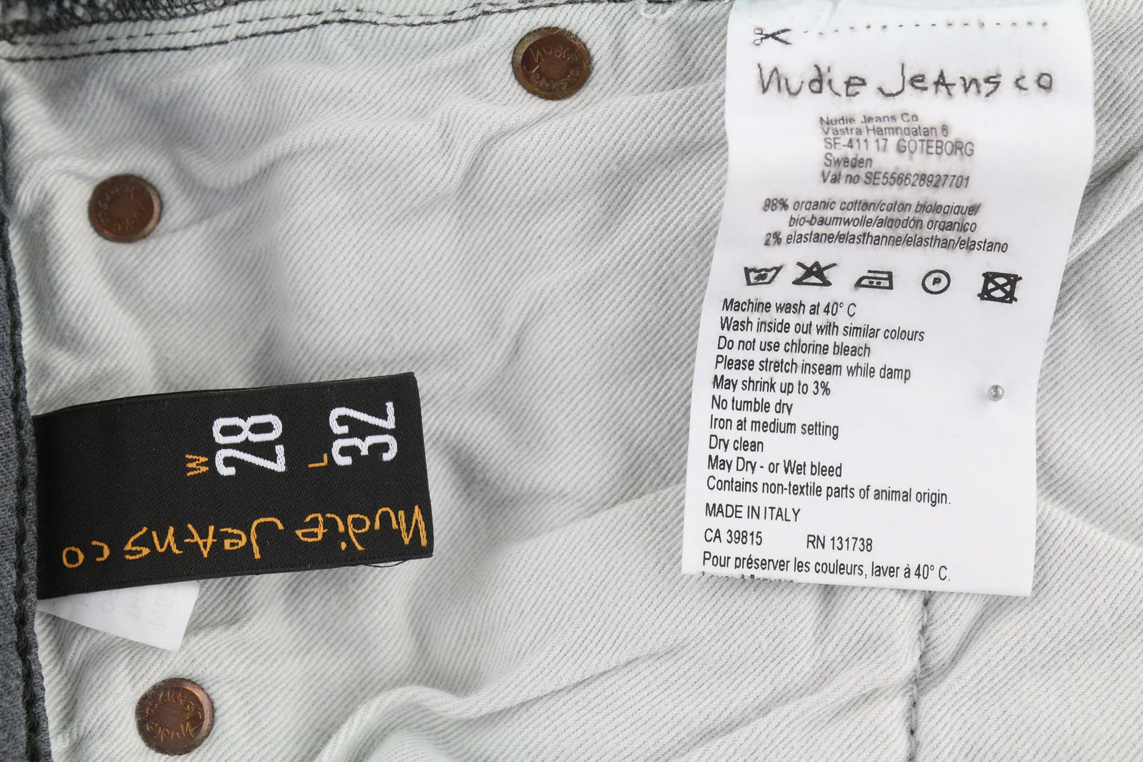 NUDIE JEANS Thin Finn Men Jeans W28/L32 Slim Wash Casual Grey Cotton Stretch