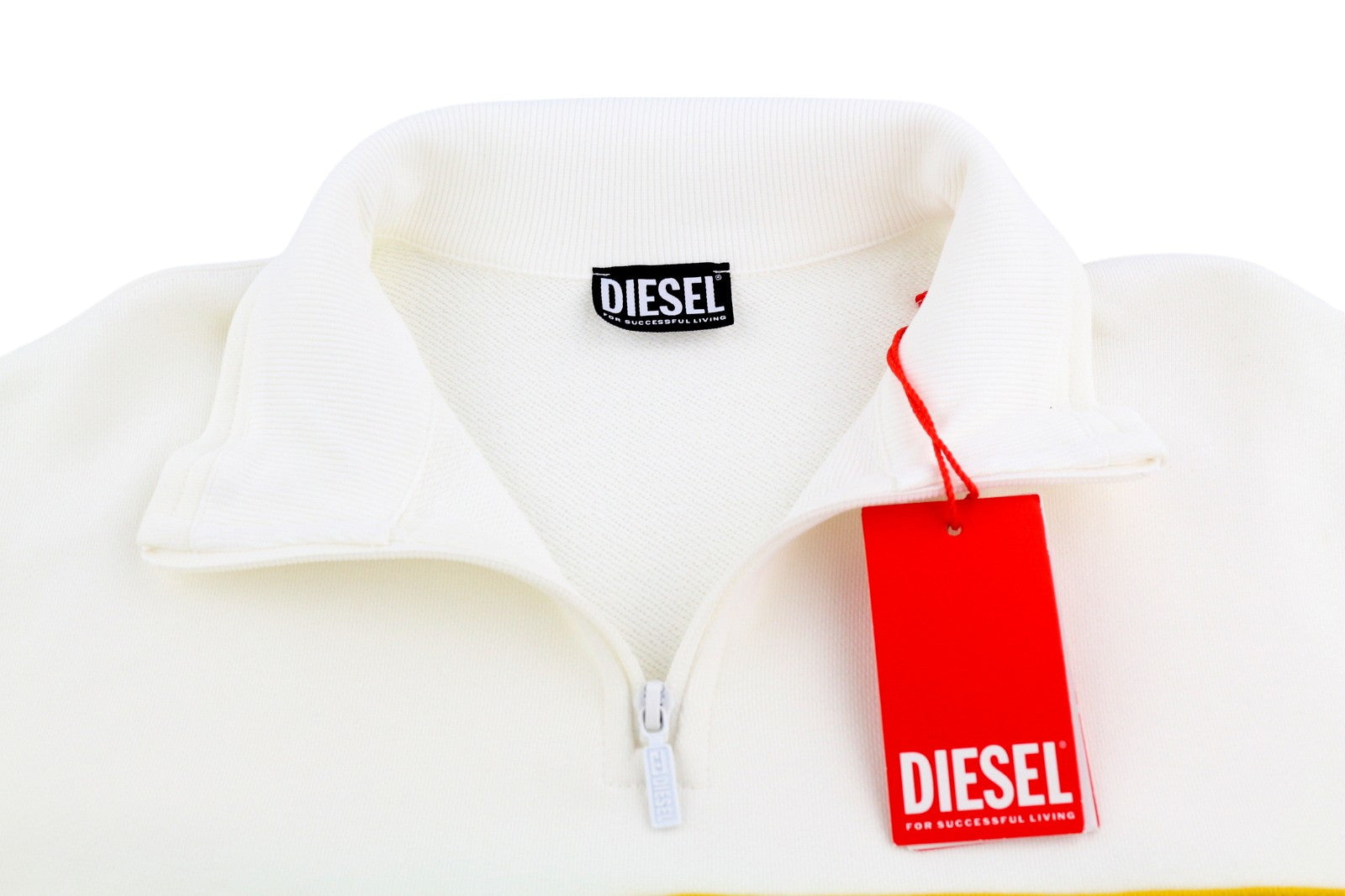 DIESEL S-Saint-Division Men Sweatshirt L White Pullover Half Zip Neck RRP€225