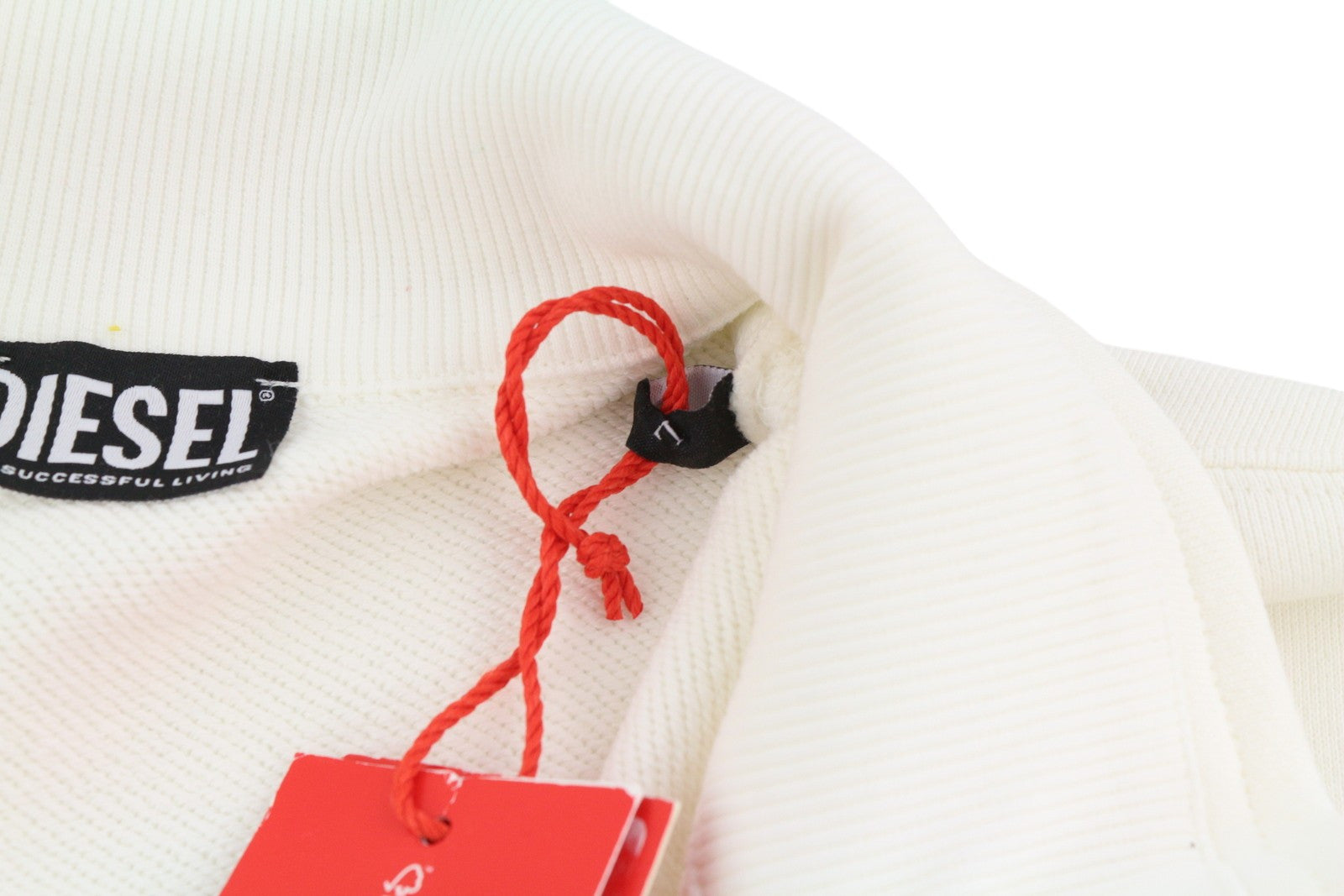 DIESEL S-Saint-Division Men Sweatshirt L White Pullover Half Zip Neck RRP€225