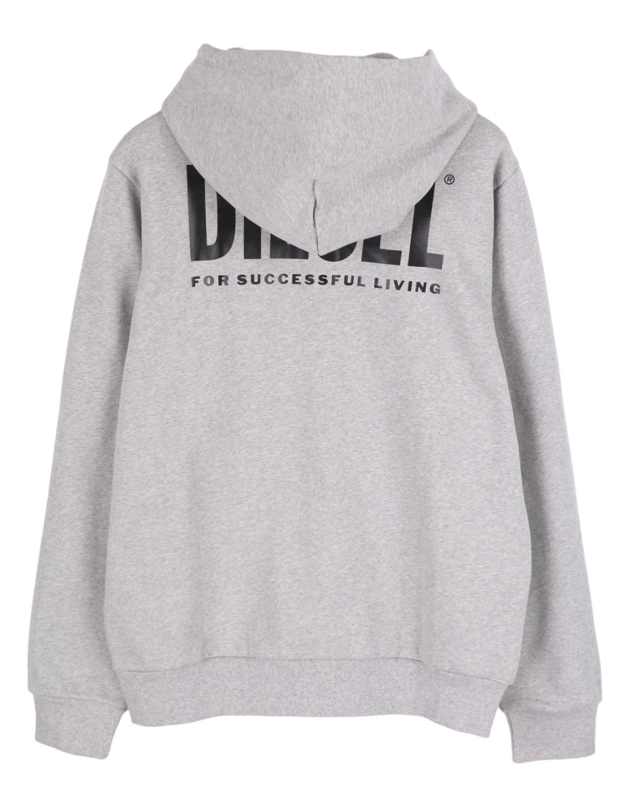 DIESEL S-Girk-Hood-Zip-Logo Men Hoodie L Grey Melange Full Zip Pockets RRP€170