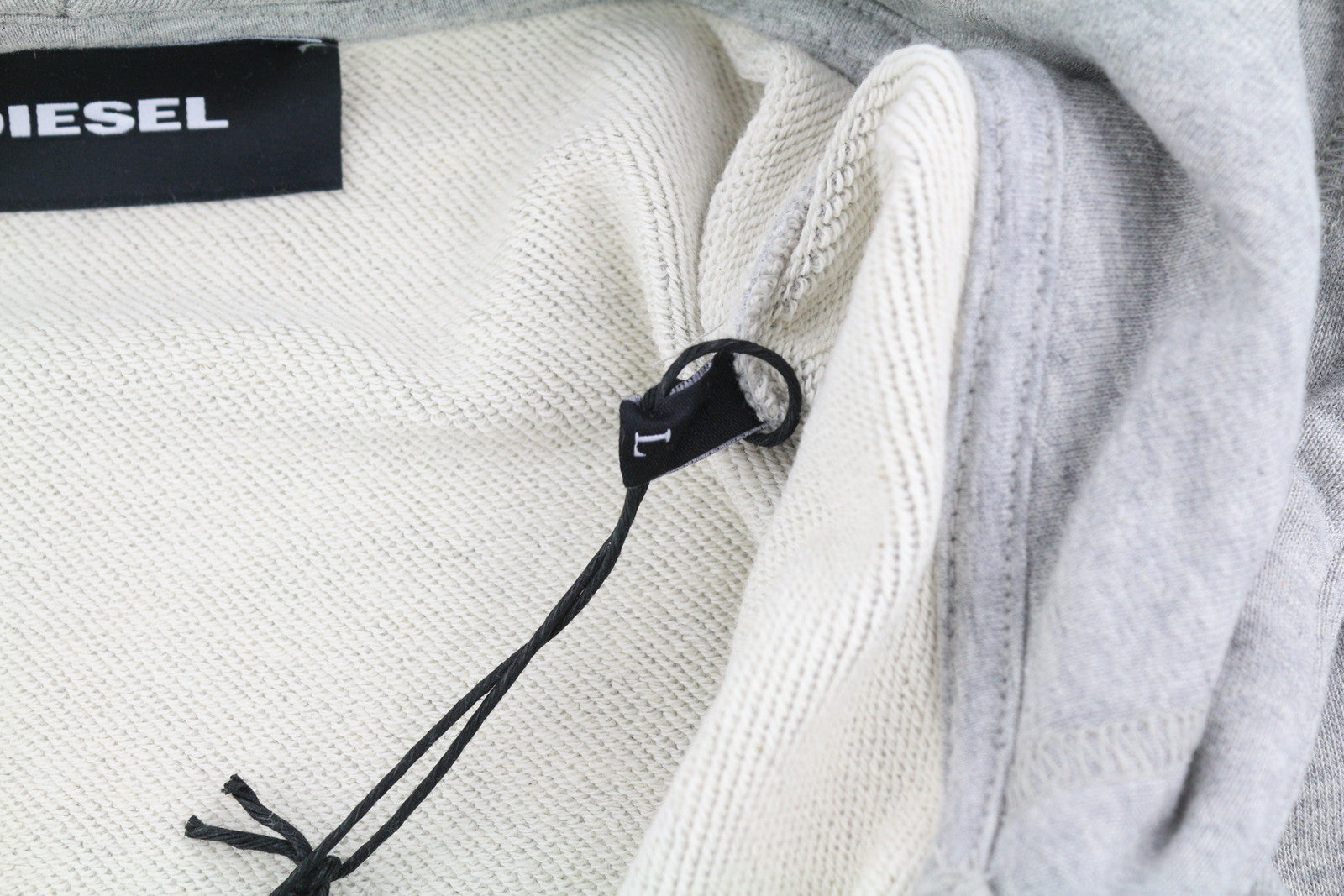 DIESEL S-Girk-Hood-Zip-Logo Men Hoodie L Grey Melange Full Zip Pockets RRP€170