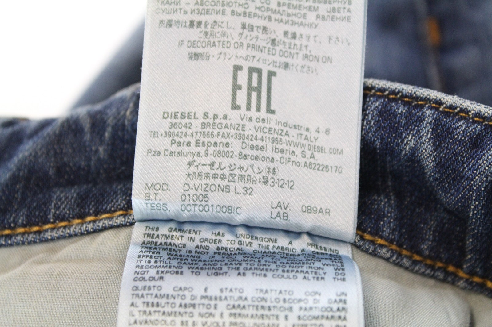 DIESEL Women Jeans W26/L32 D-Vizons 089AR Blue Carrot Fit Washed Stretch Zipped