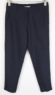 SUISTUDIO Lucian Navy Wool-Silk Trousers EU34R Pleated Lined Classic Women's