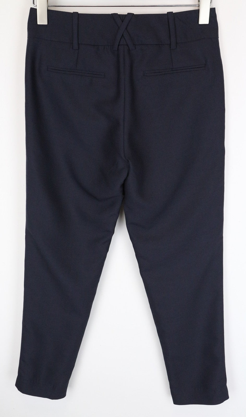 SUISTUDIO Lucian Navy Wool-Silk Trousers EU34R Pleated Lined Classic Women's