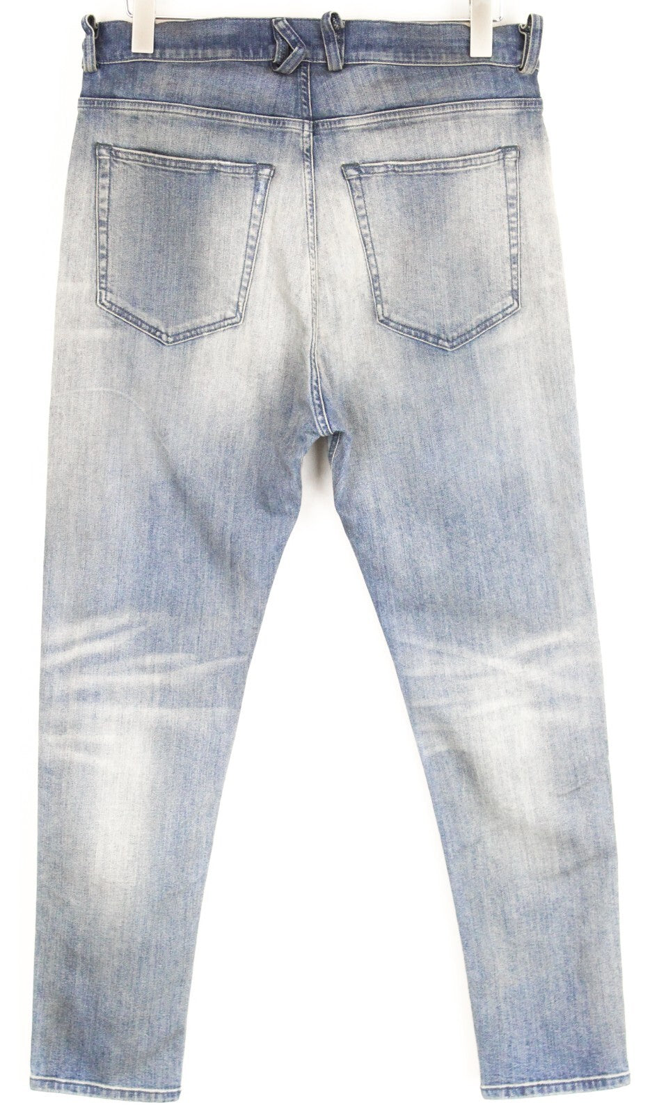 DIESEL vyriški džinsai W30/L32 D-Vider 084AQ morkų kirpimo, sendinto mėlyno, tampraus rašto, plėšyti. 