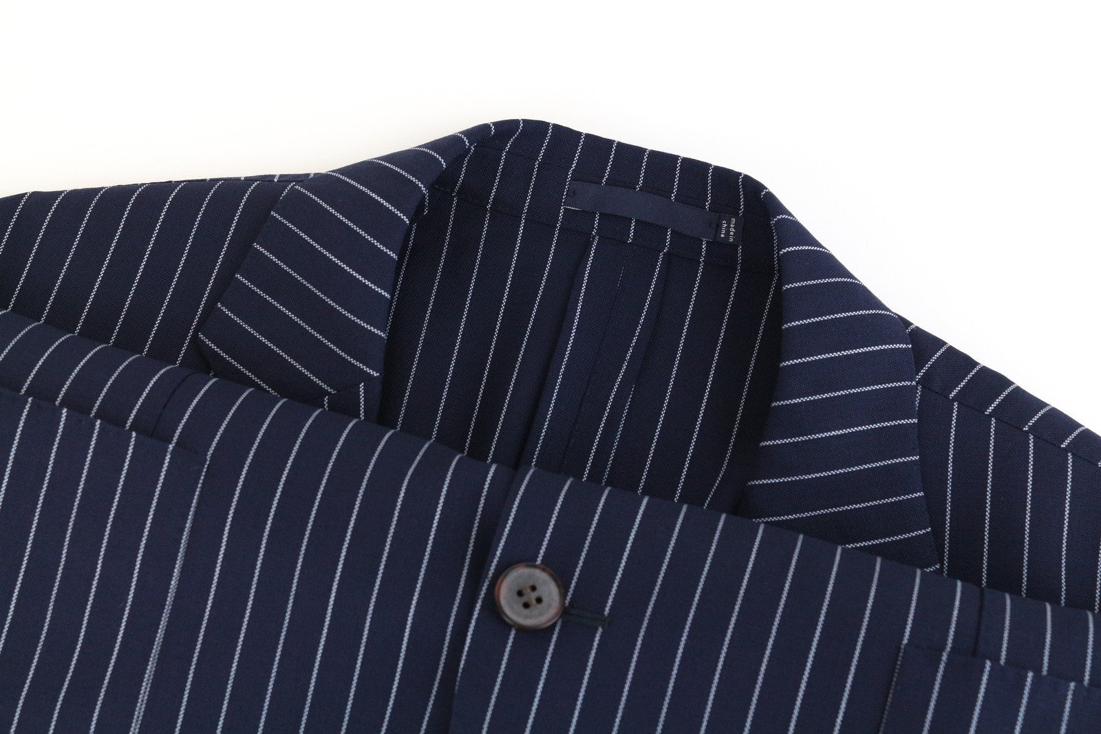 SUITSUPPLY Havana Traveller Blazer UK42R Blue Wool Slim Unlined Men's Stripe