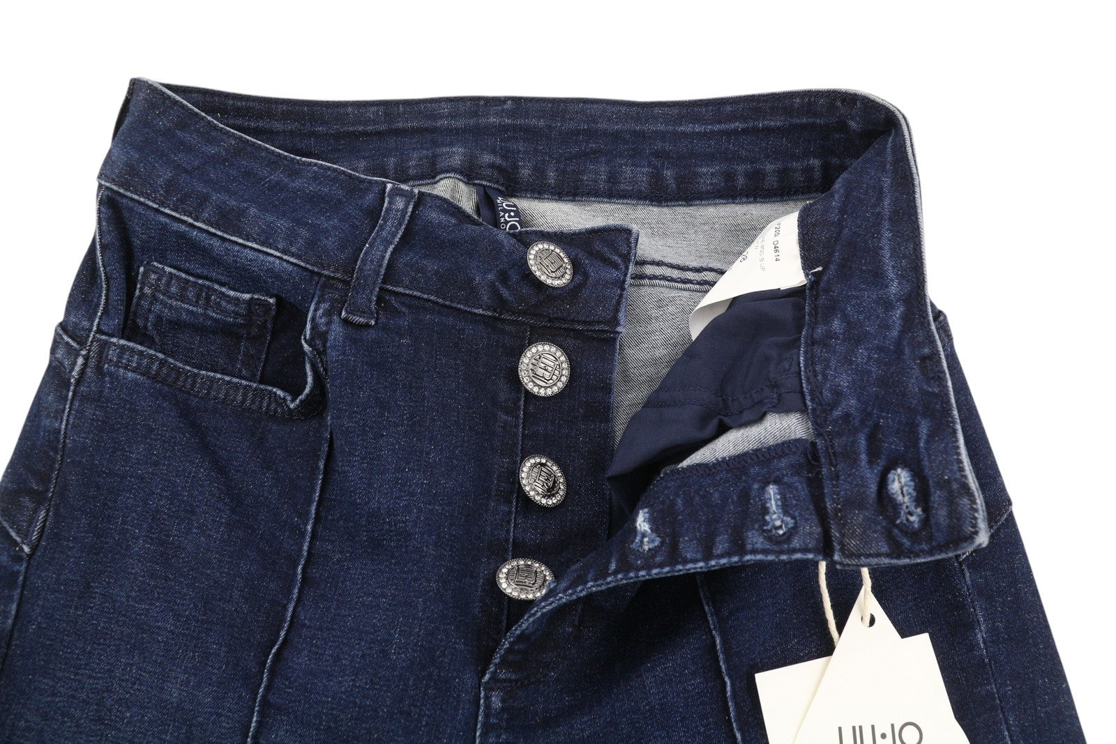 LIU JO Monroe Women Jeans W28 Blue High Waist Straight Ankle Buttoned Washed